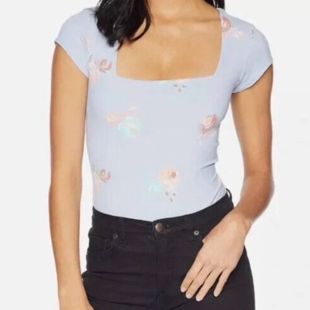Free People floral square neck bodysuit, XS